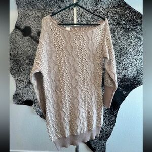 Venus Off-the-Shoulder Sweater Dress – Cream & Blush (Size Small)